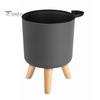 Selbstbewässernder Blumentopf, Pflanztopf mit Beinen aus Massivholz, einfarbiger Blumentopf mit Drainagelöchern für den Hausgarten