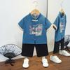 Completo Estivo da Ragazzo a Maniche Corte Stile Cinese per Bambini Hanbok Bello Completo Tang Cotone Lino Sezione Sottile di Abbigliamento Antico