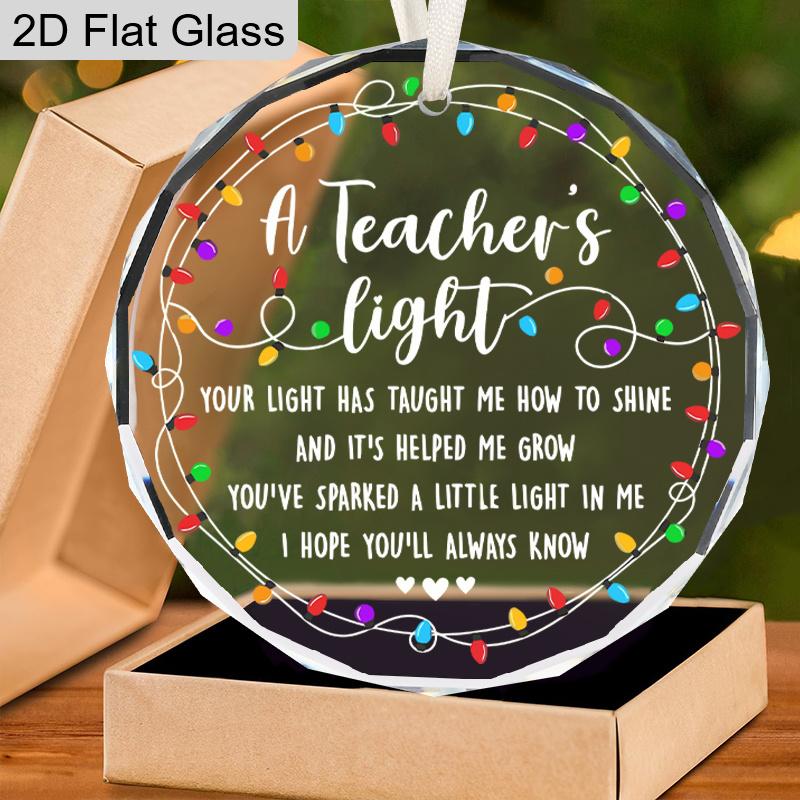 Lehrer-Wertschätzungs-Glasornament, Zitat "Das Licht eines Lehrers" zum Aufhängen, Geschenk zum Lehrertag, Weihnachten, Erntedankfest, Geschenk zum Schulanfang