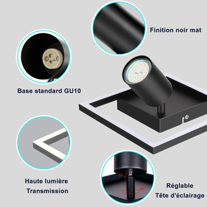 Plafonnier LED - Kambo - 18W - Noir - GU10 - Blanc Neutre 4000K - Dimmable Non