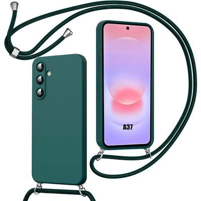 Funda para Samsung Galaxy A37 5G, Protección Suave Antigolpes de Silicona con Cordón - Verde Noche