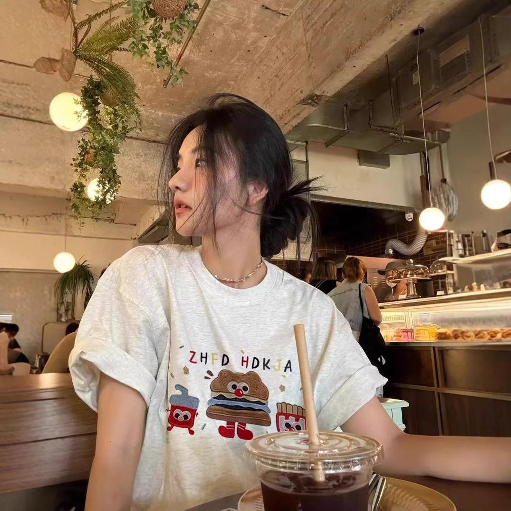 Women's Oversized Gray Cotton T-Shirt - New 2025 Loose-Fit Design