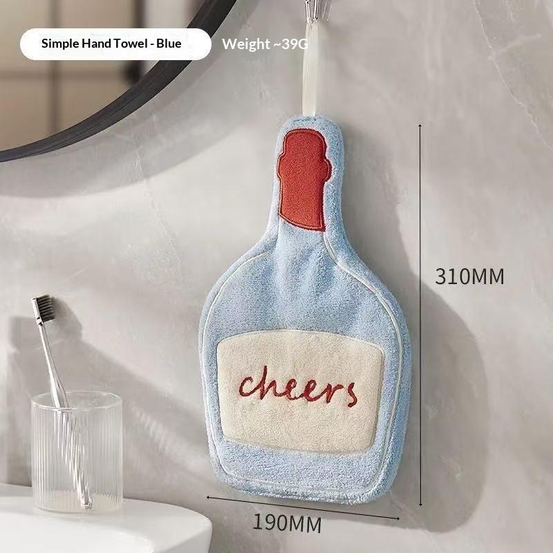 

Double-Layer Cartoon Bottle Hand Towel Thickened Quick Drying With Hanging Design Kitchen Towel Cleaning Rag Bathroom Home Use синий