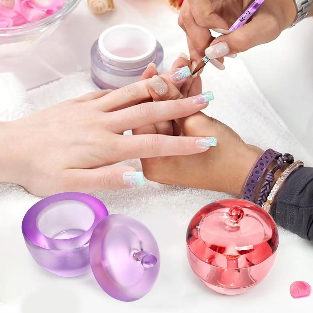 Apple-Shaped Crystal Nail Art Cup with Lid for Liquid Storage & Brush Cleaning
