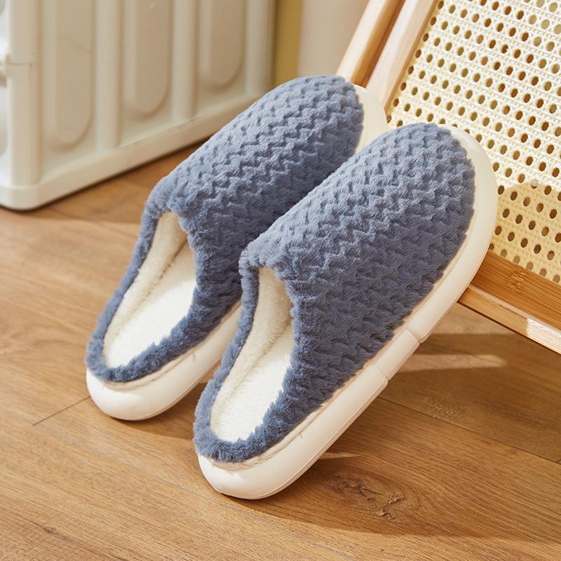 2025 new cotton slippers fashionable and simple imitation rabbit fur solid color indoor home stepping on shit couple wearing hair mop