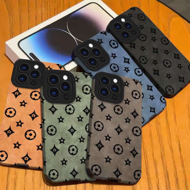 Vintage Pattern Lambskin Leather Phone Case For iPhone 17 Pro Max Air 16 16e 15 14 13 12 11 Pro Max Plus X XS MAX XR Back Cover