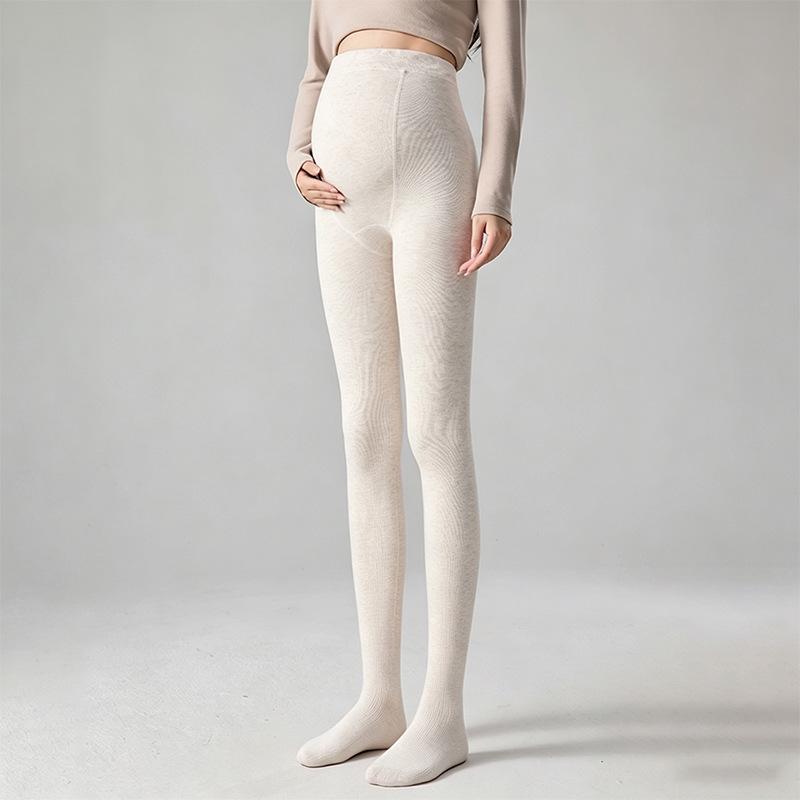 Leggings molletonnés de maternité: Coton Rayé, Collants de Soutien pour Printemps/Automne