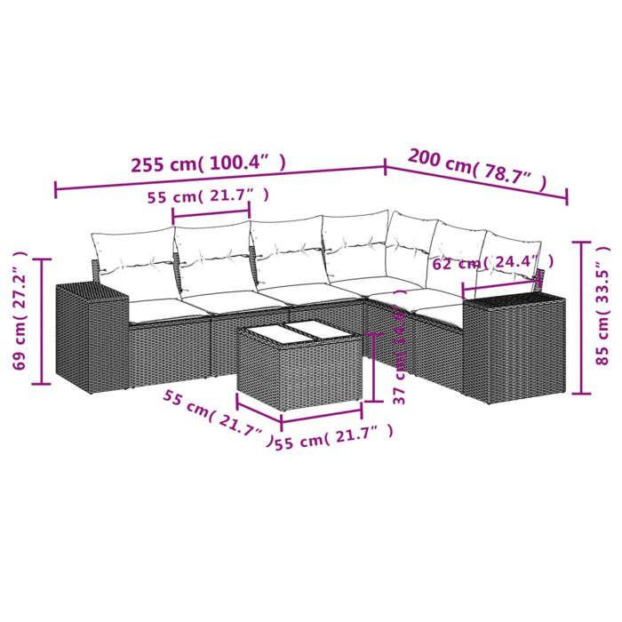 VidaXL Salon de Jardin avec Coussins 7 pcs, Canapés de Terrasse, Ensemble de Meubles de Patio, Mobilier d'Extérieur, Gris 3254959