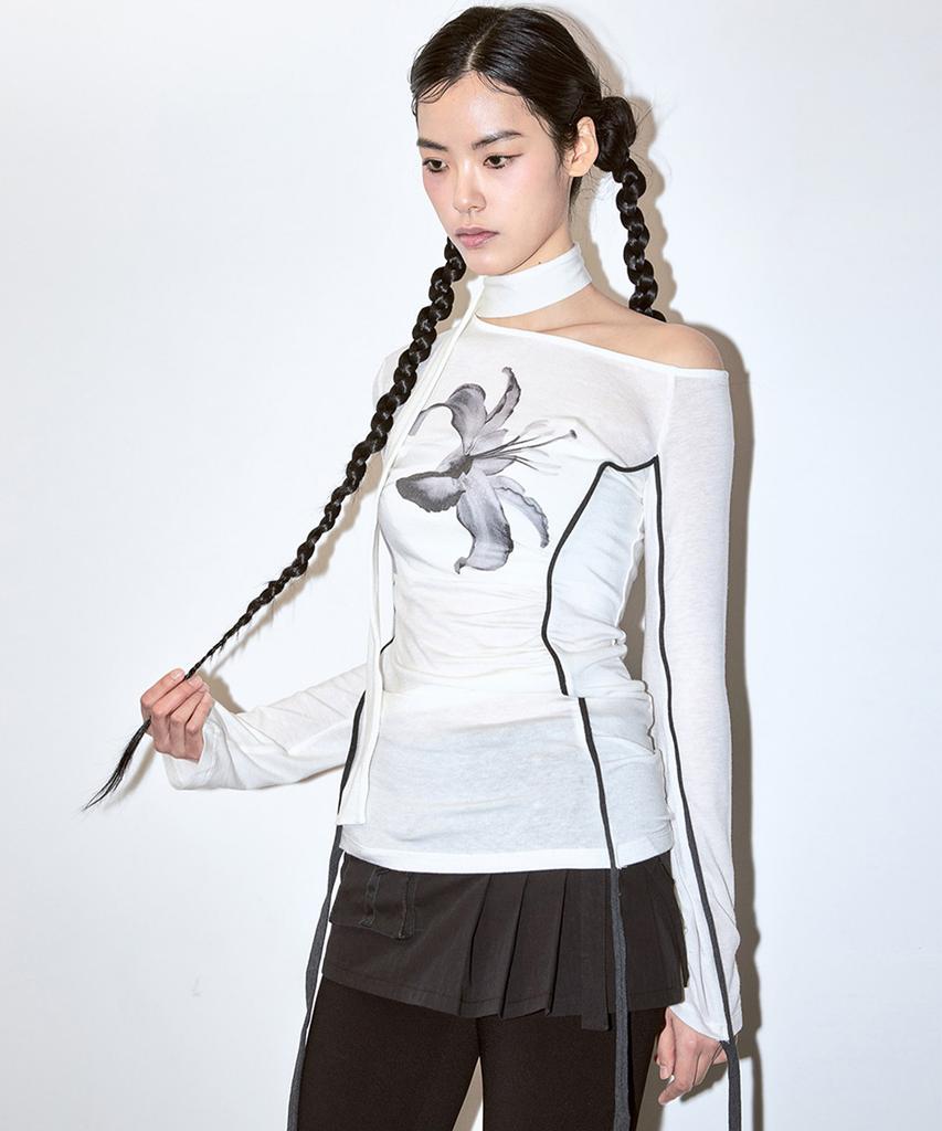 ELFELFELF ARCHIVES Lily Scarf Top [Ivory]