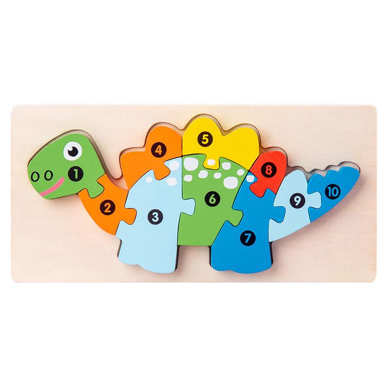 3D Wooden Buckle Puzzle: Educational Toy for Early Learning - Numbers, Transportation, and Animal Blocks