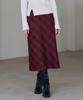 Deuloupisumeon Bias Check Goldish Midi Skirt [Navy]