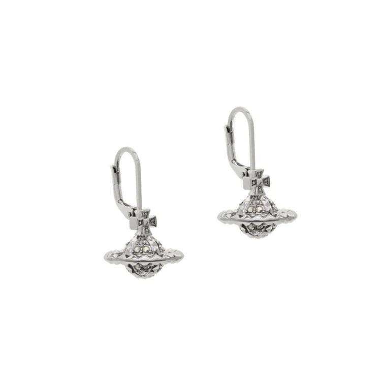 Vivienne Westwood Mayfair Small Sphere Rhodium-Plated Brass Earrings Women earrings Silver 6202014G-02W110 Box