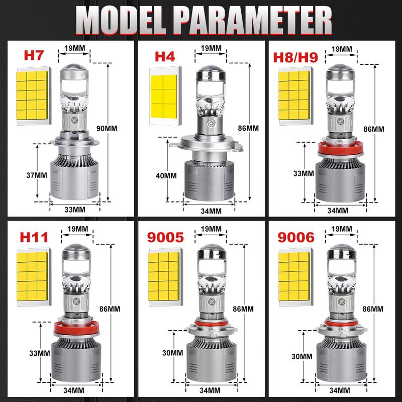 H7 H4 H11 LED Projector Lens Headlight H8 9005 9006 HB3 HB4 Car Bulb 6000K Canbus Turbo High Power Mini Auto/Moto Lamp Fog Light