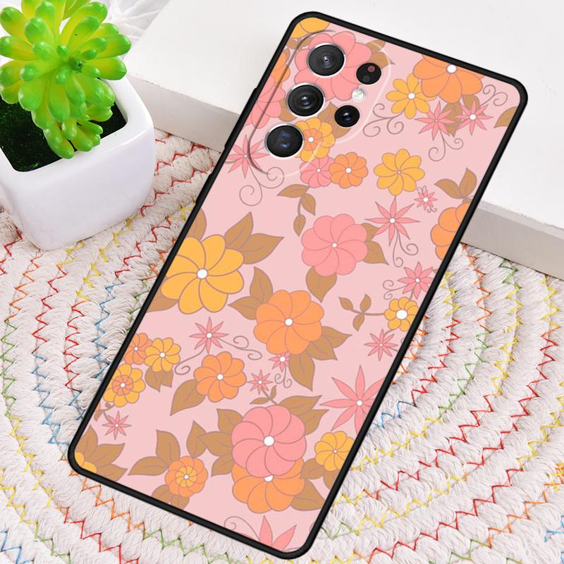 Groovy Flowers Hippie Bohemian Silikon Handyhülle Für Samsung Galaxy note 10 pro S26 S24 S23 S22 S21 Plus S25Ultra Capa Cover