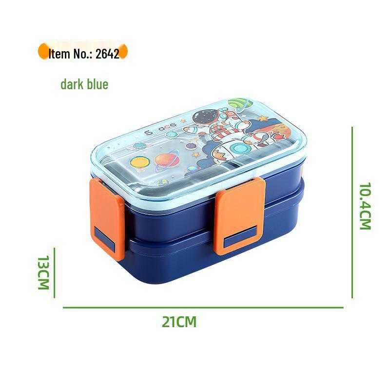 Cartoon Style Double-Layer Stainless Steel Lunch Box for Outdoor Picnics