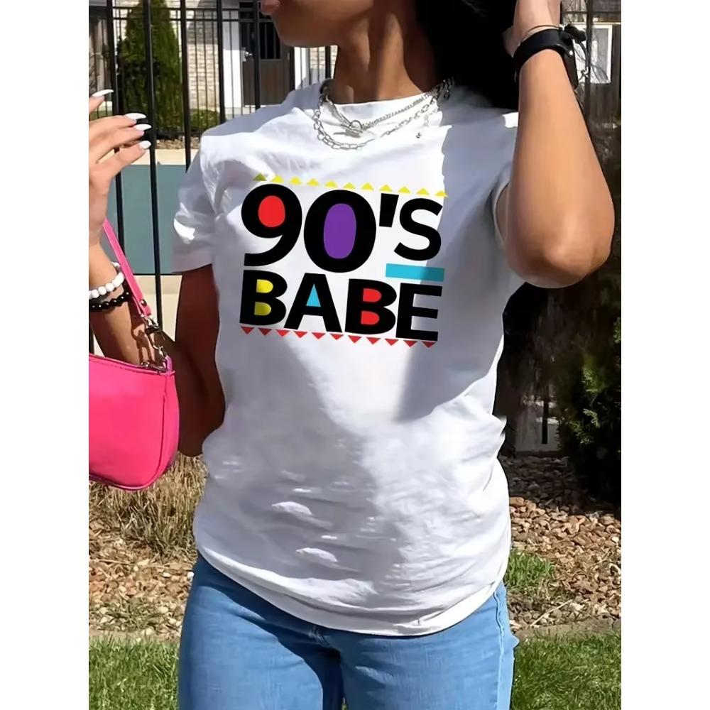 Cotton Printed Women's T-shirt Round Neck Pure Cotton Top Summer Women's Clothing