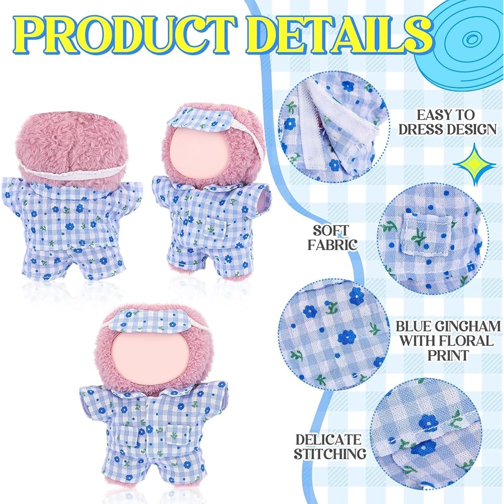Ruokey Doll Clothing Set 15cm/17cm Blue Pajama Outfit Accessories for Plush Toys and Dolls