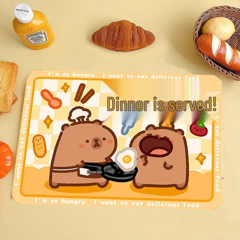 

Cute Cartoon Leather Placemats: Oilproof, Waterproof, Heat Resistant, Wipeable. No-Wash Table Protection.
