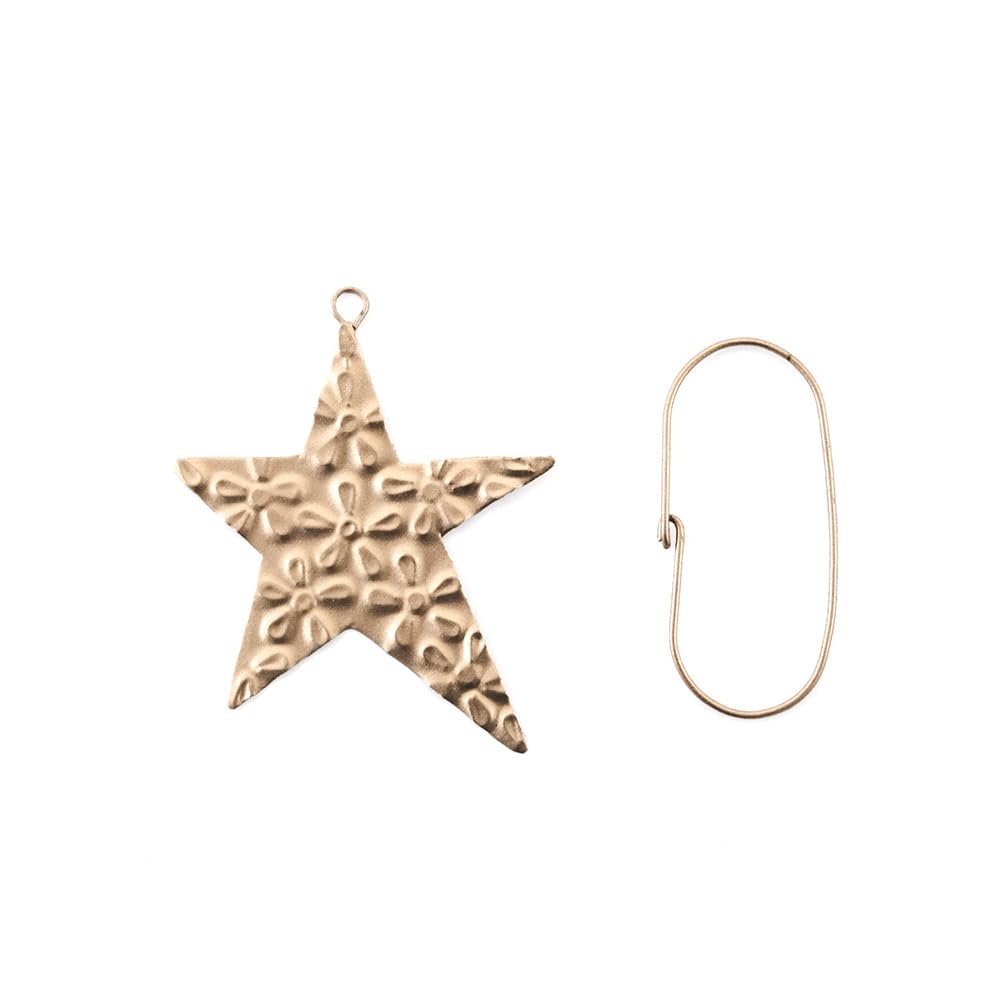 shesay Embossed Tin Ornament Key Charm Display Motif Nordic Korean Star (Gold)