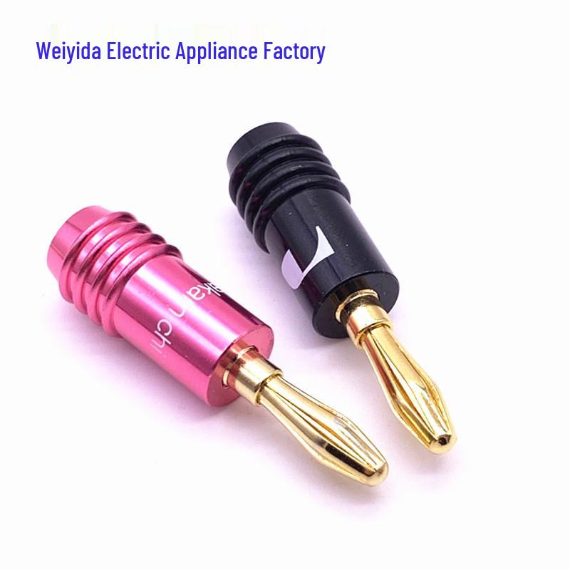 Midway Gold-Plated 4mm Banana Plug Solderless Binding Post for Audio Amplifier Speaker Wire - Purple/Black Shell