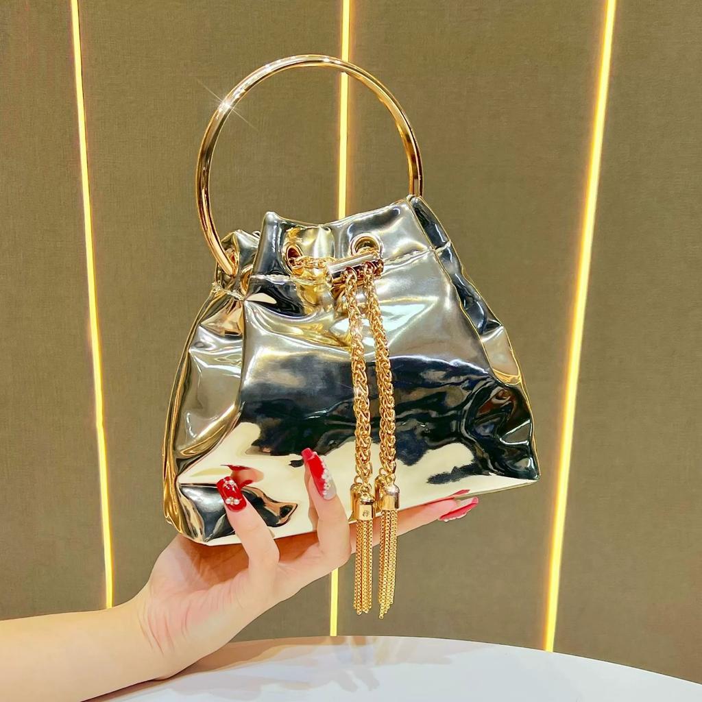 New Korean Style Minimalist Versatile Women Handbag, Niche Chain Bucket Purse, Elegant Lady Handheld Crossbody Evening Party Bag