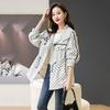 Women Loose Temperament Fashion Print Trench Coat  Spring Autumn Korean Casual Hooded Windbreaker Female Outcoat