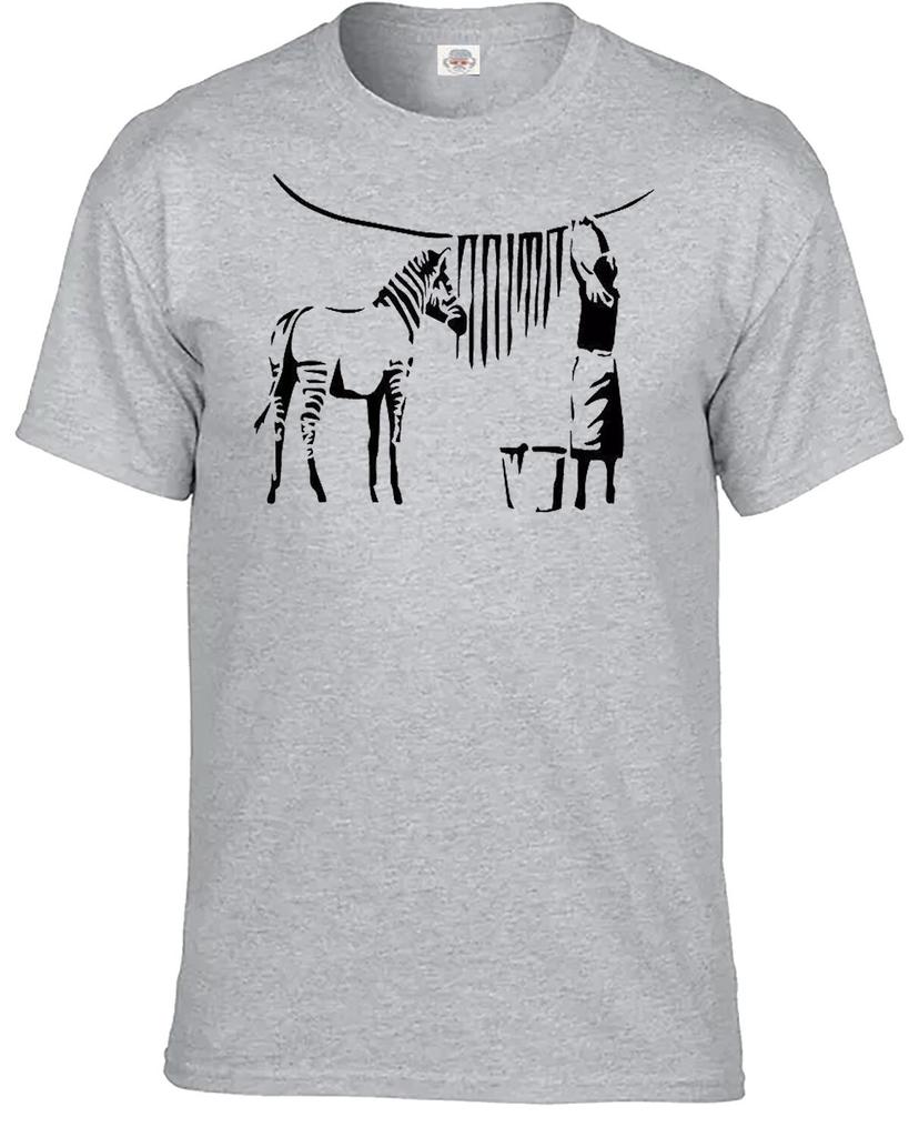 Banksy Zebra Wash T Shirt Men's Street Urban Art Fashion Graffiti Design Tee Top