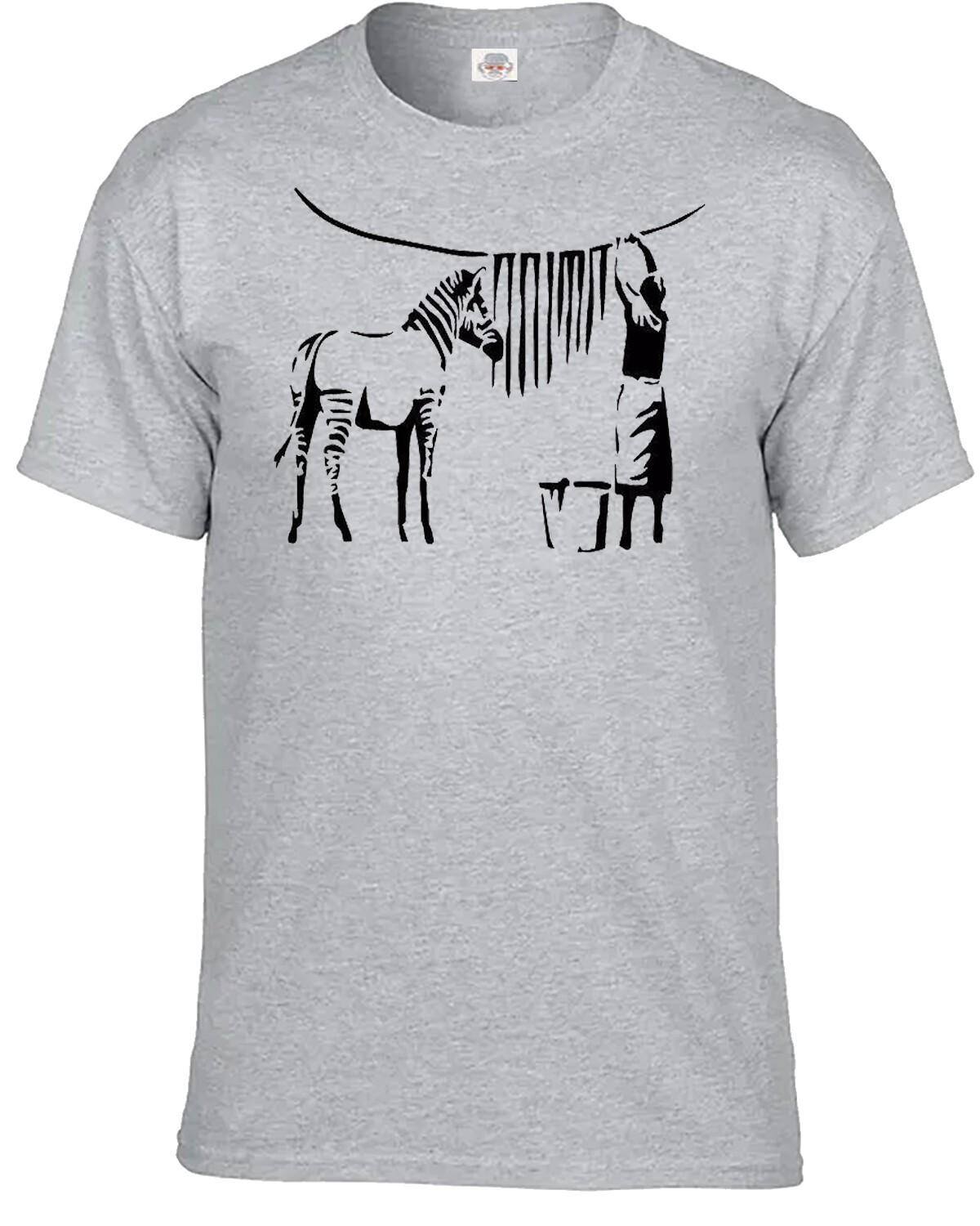 Banksy Zebra Wash T Shirt Men s Street Urban Art Fashion Graffiti Design Tee Top S разноцветный