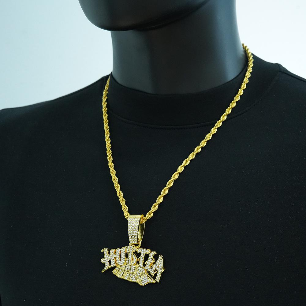 Amazon hot-selling hip-hop fashion new Hustla Money pendant necklace necklace European and American cross-border trendy brand jewelry