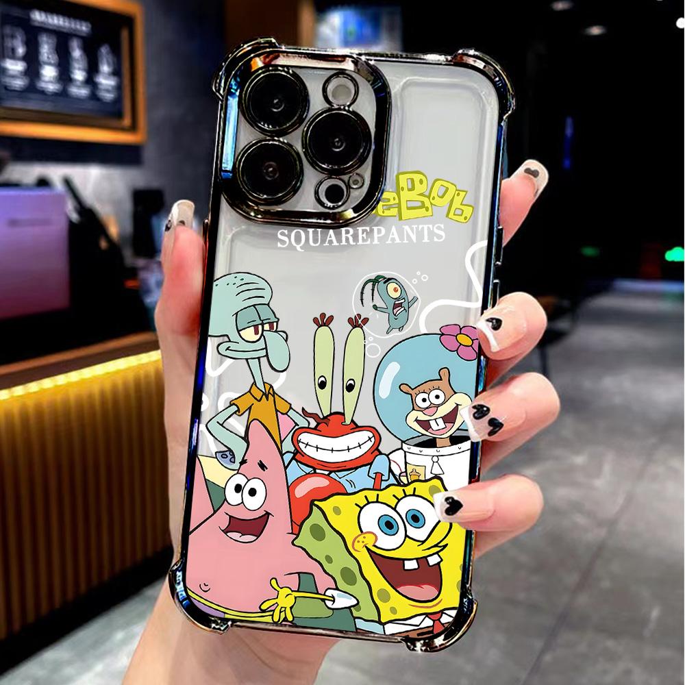 Lovely SpongeBobs New Plating Phone Case For Samsung A36 A16 A06 A35 A55 A25 A26 A05s A15 A54 A34 A24 A14 A05 A13 A73 A53 4G 5G