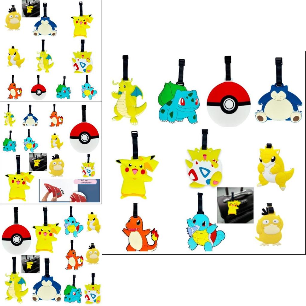 Xl Pvc Silicone Luggage Tag With Adorable Pokemon Cartoon Characters