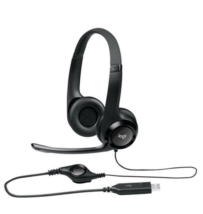 Headset - Wired - Logitech - H390 - USB - Noise-cancelling - Black