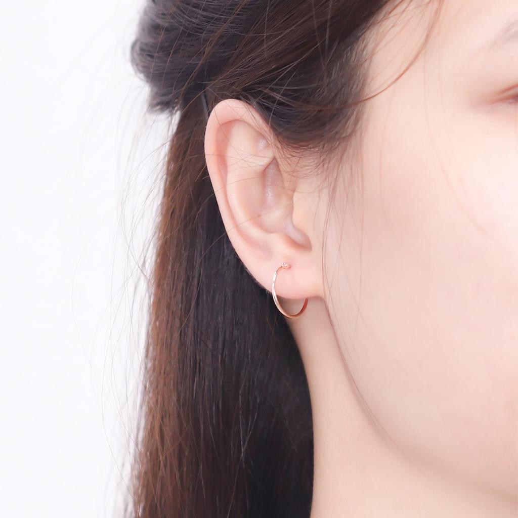ESTELLE Hoop 18K Pink Gold [Official] Women's Earrings, (M) 0202-1470-0015-0000