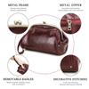 CONTACT'S 2024 Genuine Leather Clutch Bags Kiss Lock Metal Frame Design Female Fashion Bags Phone Pocket Women's Bags Handbags