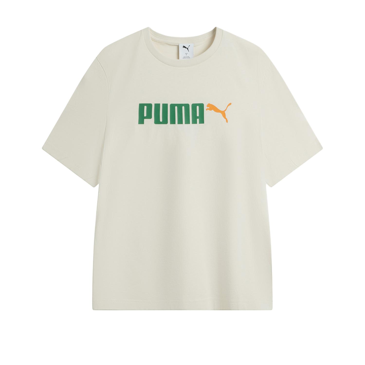 

Puma Логотип Буква Спортивная Повседневная Футболка с Коротким Рукавом Мужская Топы Молочно-Белый 691341-91 L