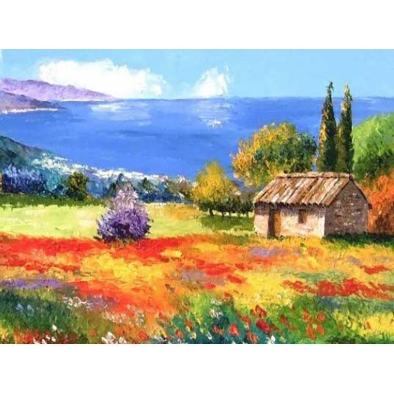 New 5D DIY Diamond Painting Sea View Town Diamond Embroidery Scenery Cross Stitch Full Round Drill Home Decor Manual Gift