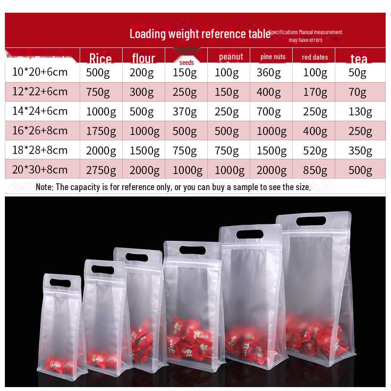 Eight-Sided Frosted Transparent Self-Sealing Thick Bag for Large Dried Fruit Storage