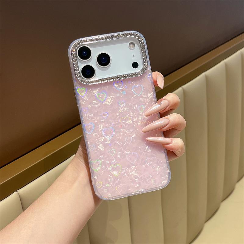 Laser Heart Seashell iPhone 14/13 Case - Drop-Proof, Fits Apple 17Air/16/15PROMAX