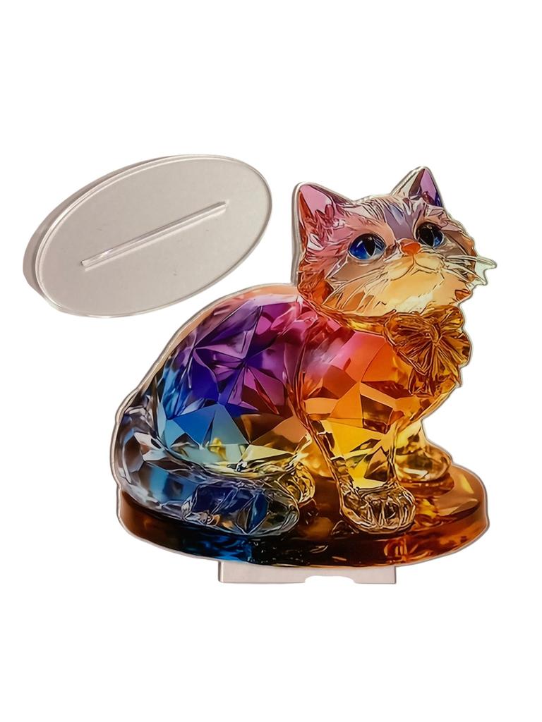 Cat Acrylic Cat Interior Relaxing Soothing Cat Feng Shui Type A Lovep.c Stand, Decor, Suncatcher, Object, Merchandise, Prism, Spiritual, Ornament,