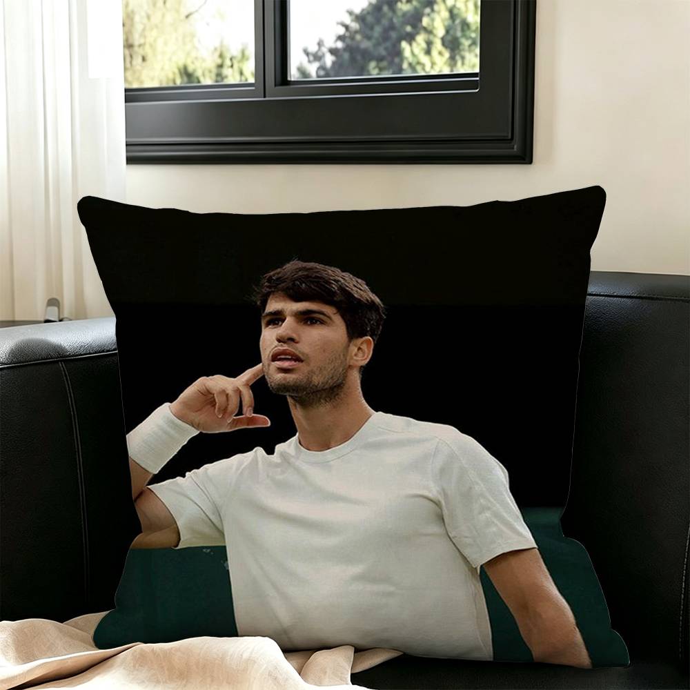 Tennis player-Carlos Alcaraz Pillow Case Square Double-Sided Sofa Cushion Cover Bedroom Bedside Pillow