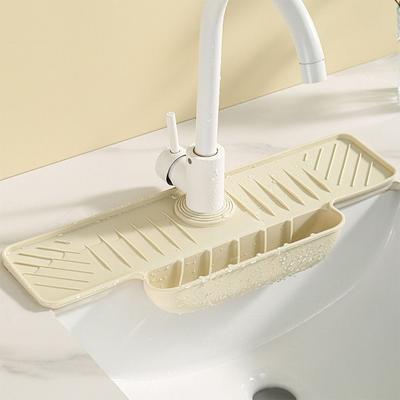 Silicone Kitchen Faucet Mat Splash Proof Durable Sink Splash Guard Pad with Sponge Holder Sink Sponge Holder Bathroom