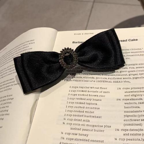 Korean Rhinestone Silk Bow Ponytail Clip for Women Girls Half Tied Ponytail Clip Back of Head Spring Clip Styling Accessories