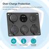 LED Rocker Switch Panel with Digital Voltmeter Dual USB Port 12V Outlet Combination Waterproof On Off Car Marine 6 in 1