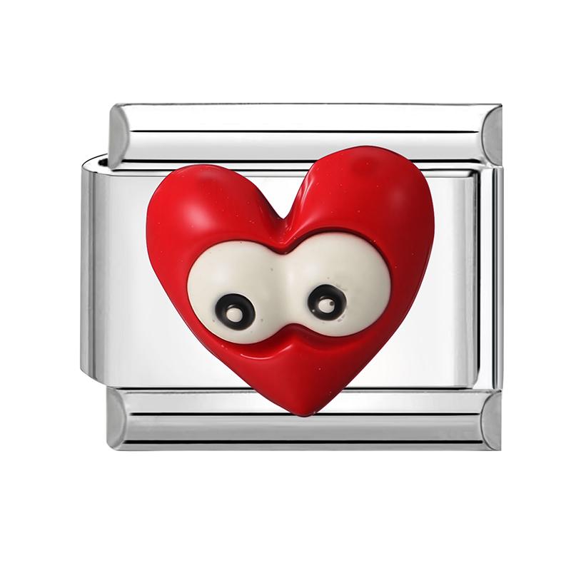 Cute 3D Series Red Apple Eye Heart Flower Bow Knot Italian Charm Link Fit 9mm Stainless Steel Jewelry DIY Making Bracelet Gift