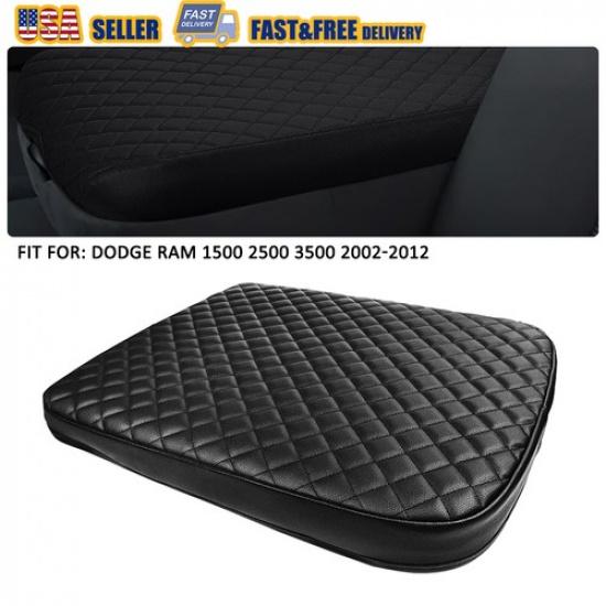Fits 2002-2012 Dodge Ram 1500 2500 3500 Console Lid Armrest Cover Leather Black