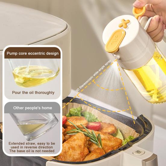 Olive Oil Mist Sprayer 460ml Oil Control Spray Bottle with High-Pressure Nozzle Dual-purpose Kitchen Gadget for Air Fryer Salad Cooking