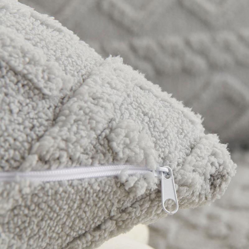 No Pillow Insert Thickened Comfort Cotton Flannel Pillowcase Solid Color Soft Jacquard Sofa Bed Lumbar Support Pillow