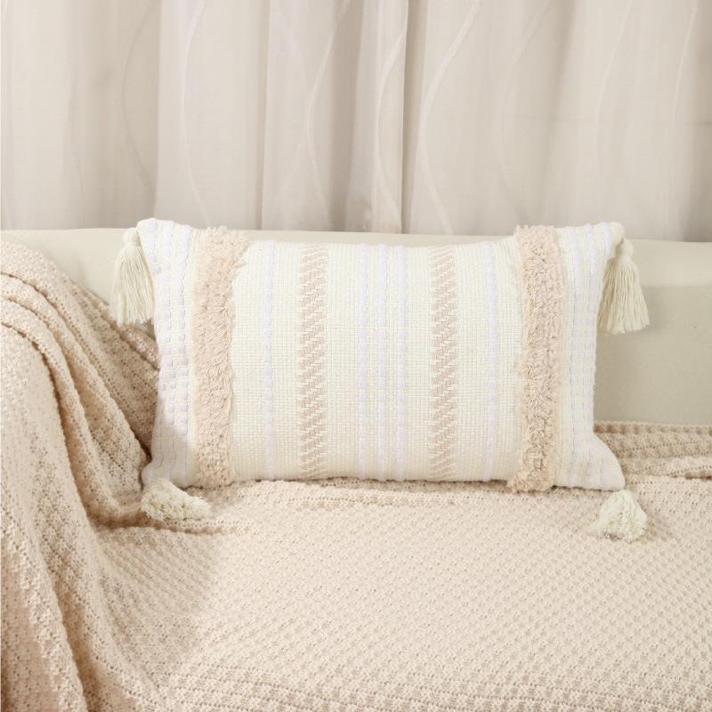 Bohemian Moroccan Cushion Cover 50x50cm Beige Cotton Tufted Woven Throw Pillowcase Funda Cogines De 45x45 Decor Home and Sofa