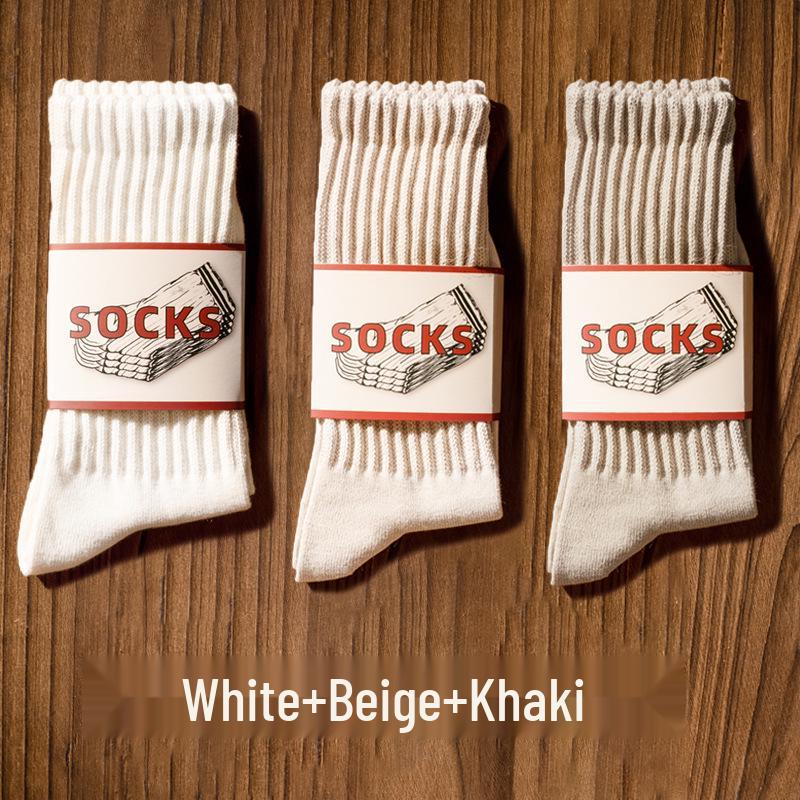 Amekaji Retro Unisex Knee-High Socks - Thick Japanese Yarn, Trendy Mid-Calf Scrunched Design