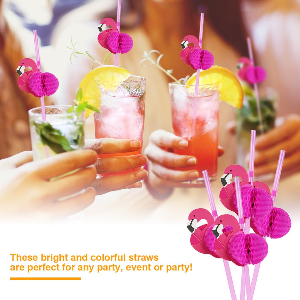 50 to 150pcs/lot Paper Straws For Flamingo Pineapple Drinking Straws Cupcake Hawaiian Decoration Supplies Paper Drinking Straws